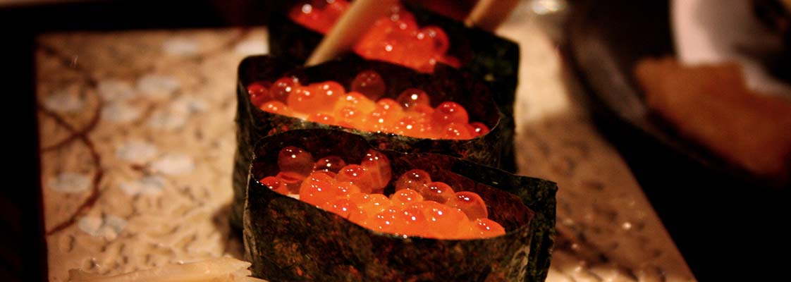 Close up of sushi bar