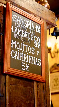 Sign in front of a spanish resturant